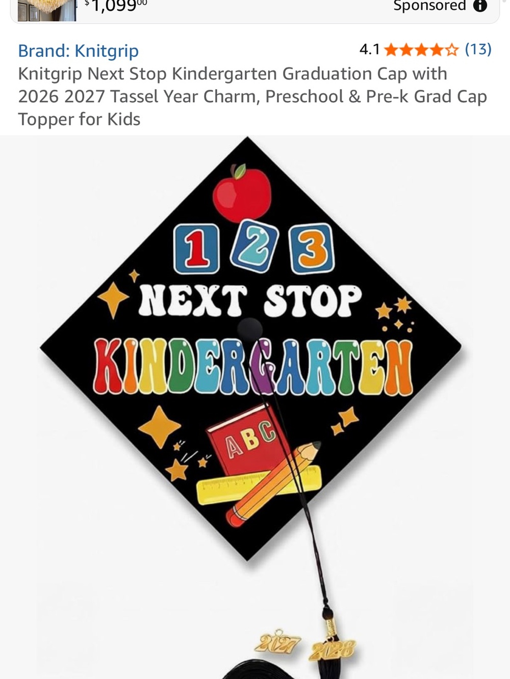 NIP Next Stop Kindergarten Graduation Cap Topper Decoration Cover